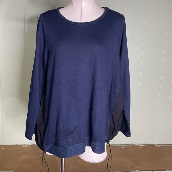 Comfy USA Bubble Hem Lagenlook Art to Wear Avant Garde Sweatshirt Top Navy S - Picture 1 of 8